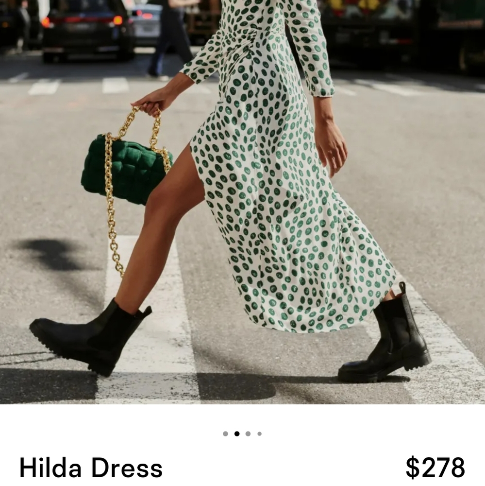 Reformation Green Polka Dot Dress